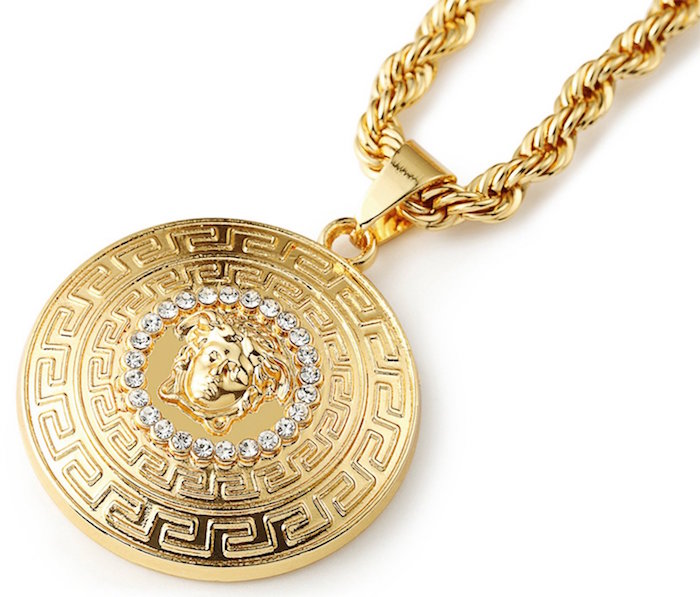 Halukakah® Men's 18k Real Gold Plated 3d Medusa Pendant Necklace ,with FREE Rope Chain 30